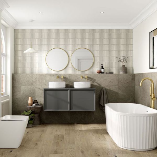 Moods Stream Matt Clay 1200 Wall Mounted Vanity Unit and Worktop #2