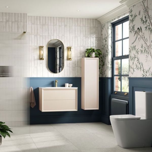 Moods Stream Matt Cotton 1200 Wall Mounted Vanity Unit and Worktop #2