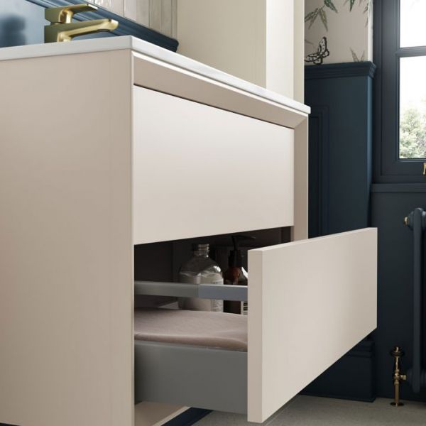 Moods Stream Matt Cotton 1200 Wall Mounted Vanity Unit and Worktop #3