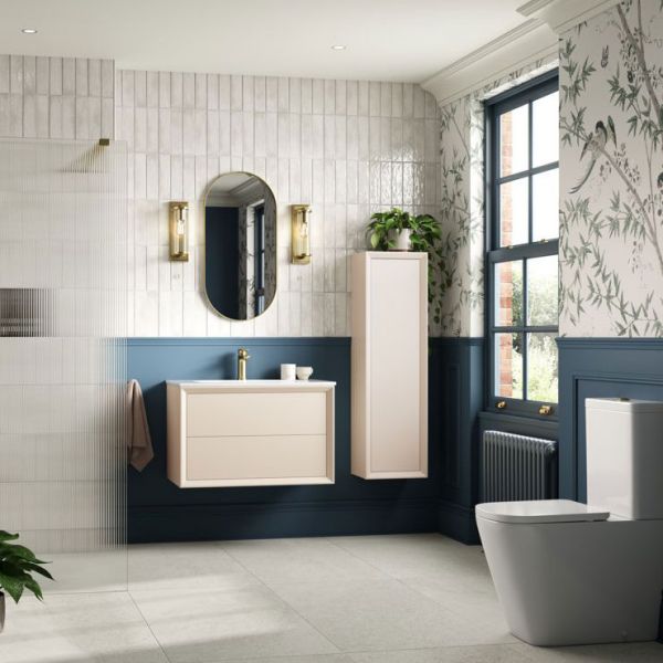 Moods Stream Matt Cotton 800 Wall Mounted Vanity Unit and Worktop #2