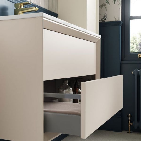 Moods Stream Matt Cotton 800 Wall Mounted Vanity Unit and Worktop #3