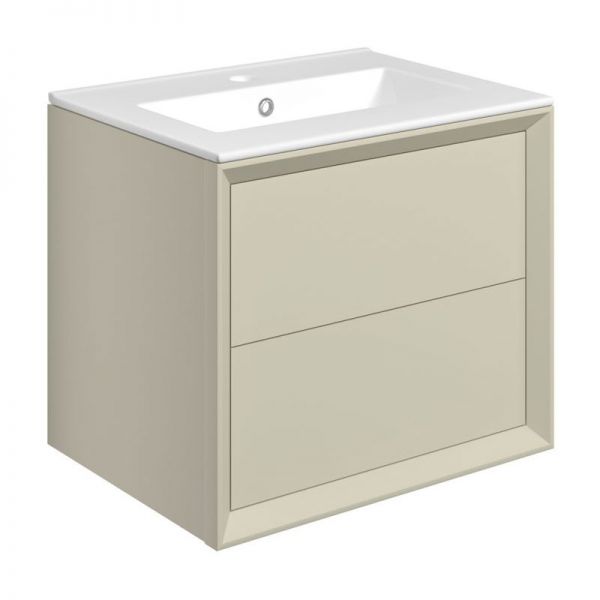 Moods Stream Matt Cotton 600 Wall Mounted Vanity Unit and Basin