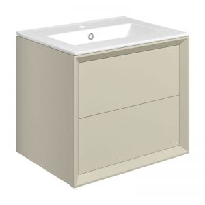 Moods Stream Matt Cotton 600 Wall Mounted Vanity Unit and Basin
