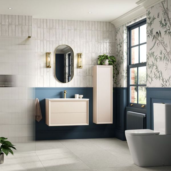 Moods Stream Matt Cotton 600 Wall Mounted Vanity Unit and Basin #2