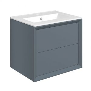 Moods Stream Matt Storm Blue 600 Wall Mounted Vanity Unit and Basin