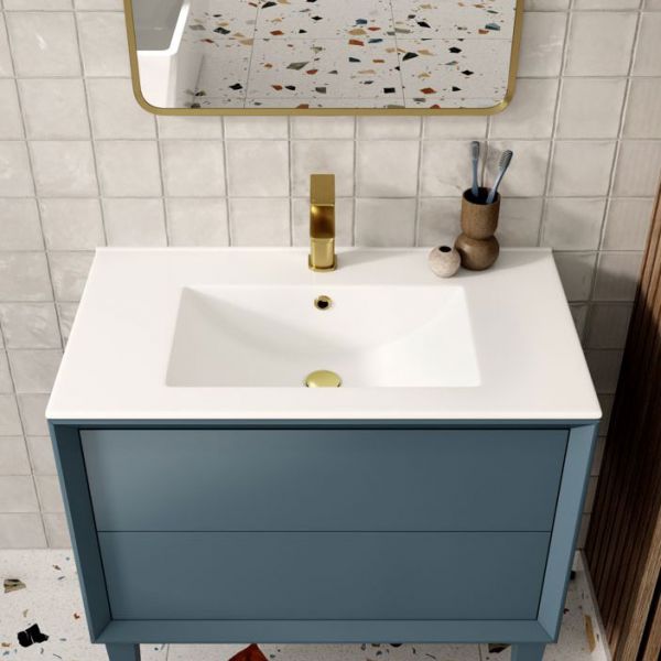 Moods Stream Matt Storm Blue 800 Wall Mounted Vanity Unit and Basin #3