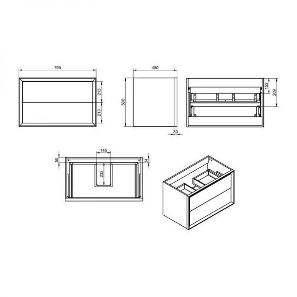 Moods Stream Matt Cotton 800 Wall Mounted Vanity Unit and Basin #4