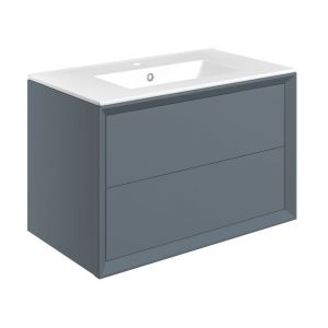 Moods Stream Matt Storm Blue 800 Wall Mounted Vanity Unit and Basin