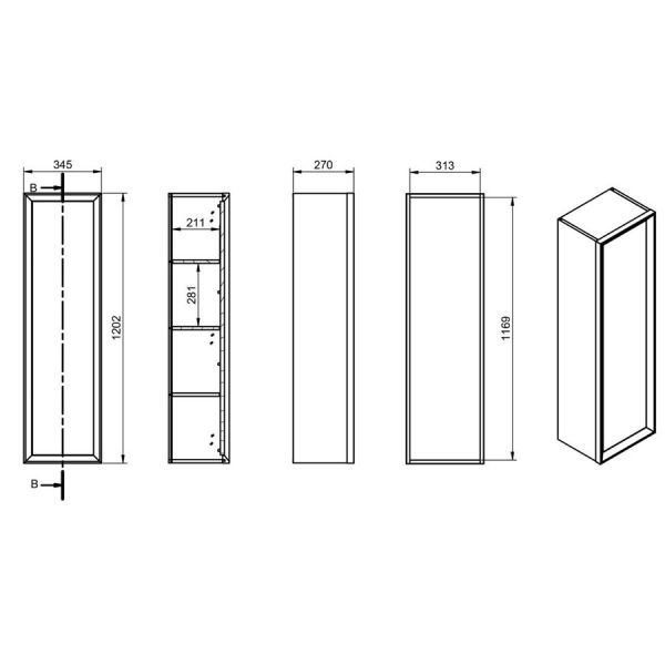 Moods Stream Matt Clay Wall Hung Tall Bathroom Storage Unit #2