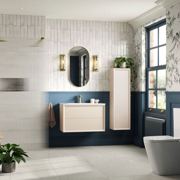 Moods Stream Matt Cotton Wall Hung Tall Bathroom Storage Unit #2