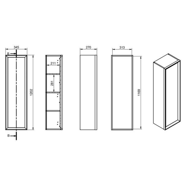 Moods Stream Matt Cotton Wall Hung Tall Bathroom Storage Unit #3
