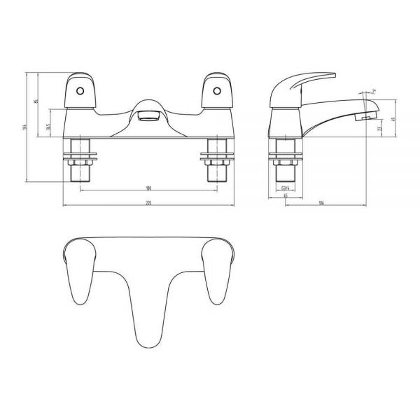 Moods Thornaby Chrome Deck Bath Filler Tap #2
