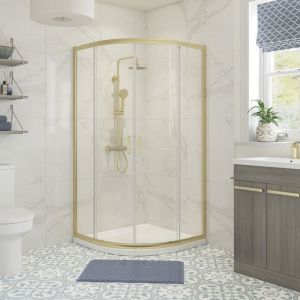Moods Reflex Tide Brushed Brass 800 x 800 Two Door Quadrant Shower Enclosure