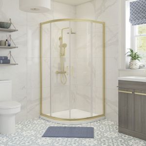 Moods Reflex Tide Brushed Brass 900 x 900 Two Door Quadrant Shower Enclosure