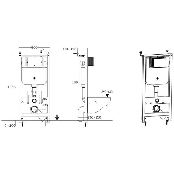 Moods WC Frame and Dual Flush Cistern 1080mm #2
