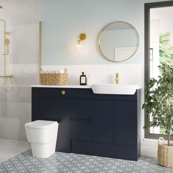 Moods Wembury Indigo Blue 1542mm Basin and WC Unit Pack LH #2