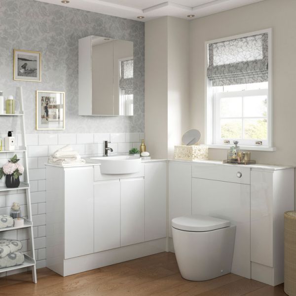 Moods Wembury White Gloss 1542mm Basin, Drawer and WC Unit Pack LH #2
