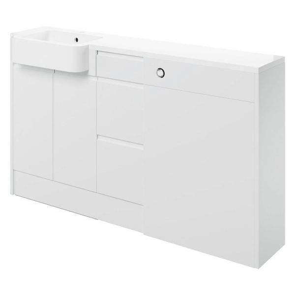 Moods Wembury White Gloss 1542mm Basin, Drawer and WC Unit Pack LH