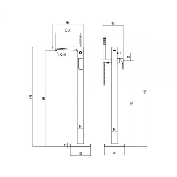 Apex Muro Black Floor Standing Bath Shower Mixer Tap #3