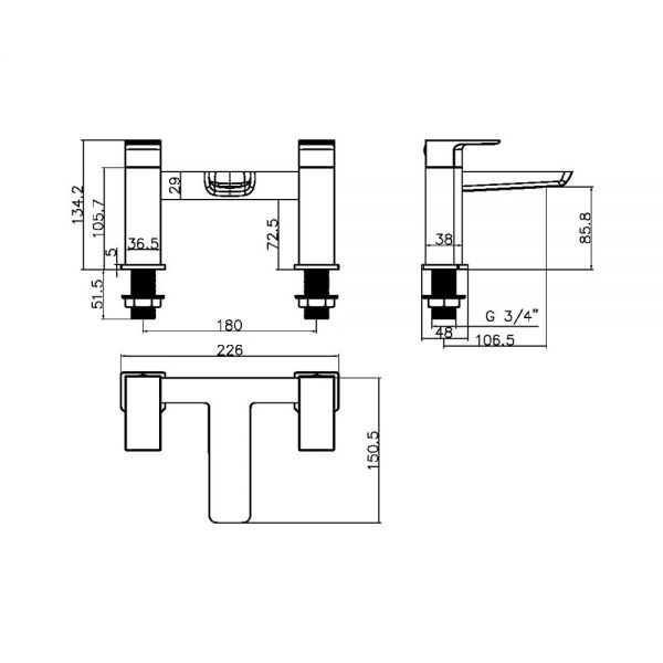 Apex Muro Black Bath Filler Tap #2