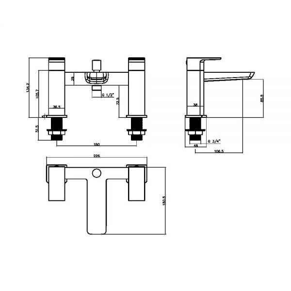 Apex Muro Black Bath Shower Mixer Tap #2