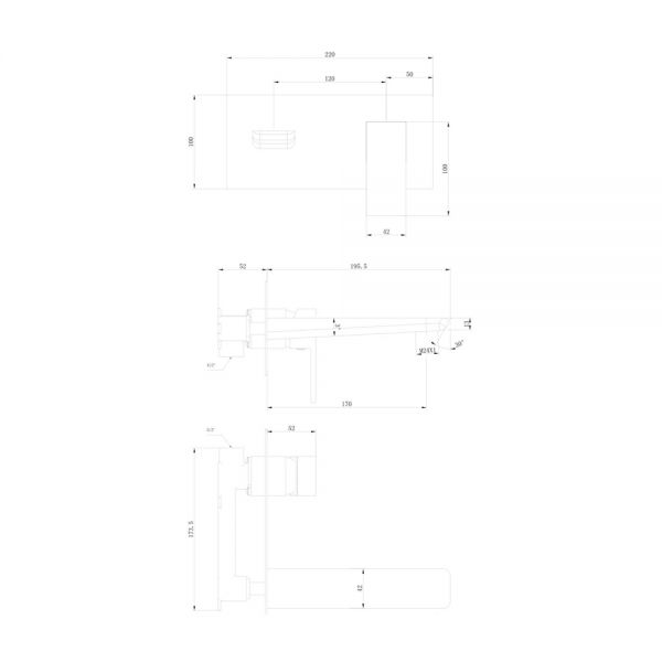 Apex Muro Black Wall Mounted Bath Filler Tap #2