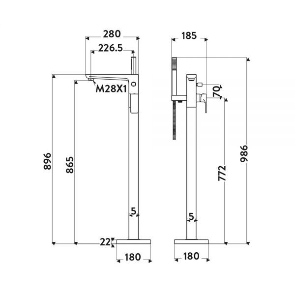 Apex Muro Chrome Floor Standing Bath Shower Mixer Tap #3