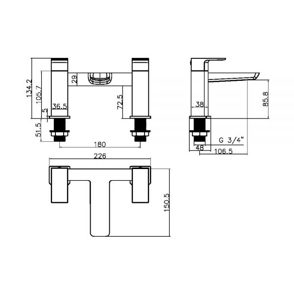 Apex Muro Chrome Bath Filler Tap #2