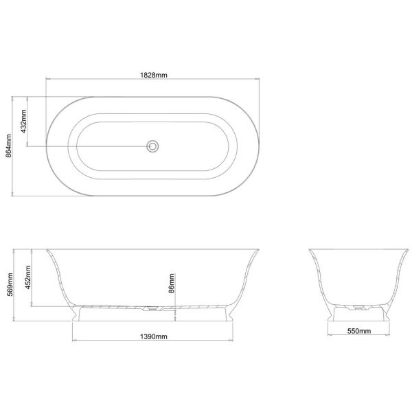Clearwater Florenza ClearStone Double Ended Freestanding Bath 1828 x 864mm #5