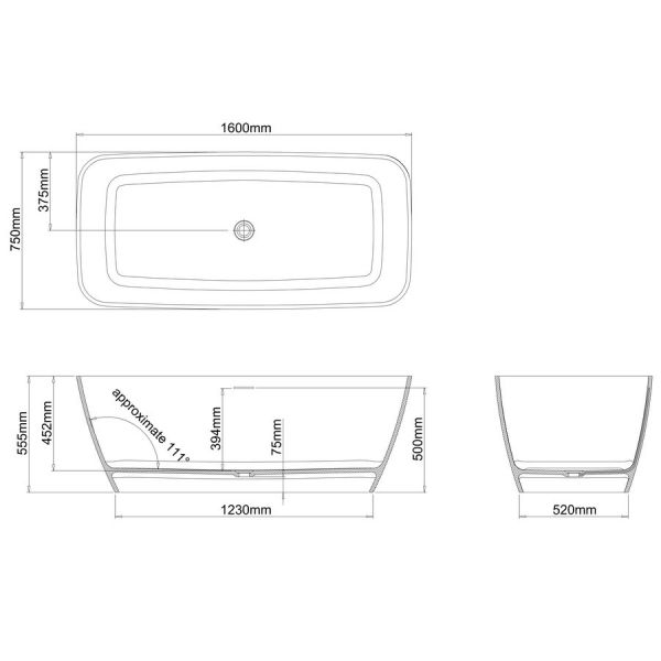 Clearwater Vicenza Piccolo Natural Stone Double Ended Freestanding Bath 1600 x 750mm #5