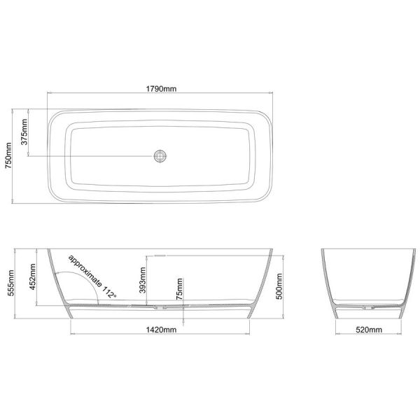 Clearwater Vicenza Natural Stone Double Ended Freestanding Bath 1790 x 750mm #5