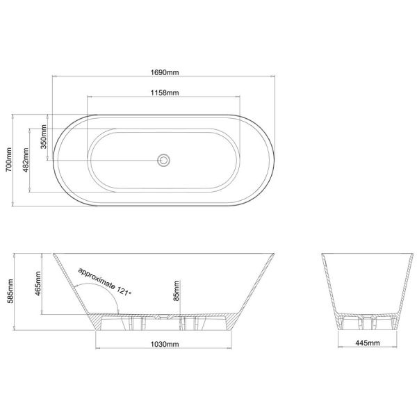 Clearwater Sontuoso ClearStone Double Ended Freestanding Bath 1690 x 700mm #4