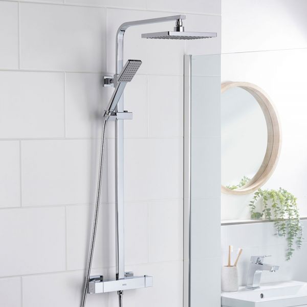 Bristan Napoli Chrome Adjustable Thermostatic Rigid Riser Diverter Bar Shower Kit #2