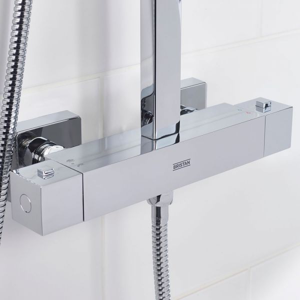 Bristan Napoli Chrome Adjustable Thermostatic Rigid Riser Diverter Bar Shower Kit #4