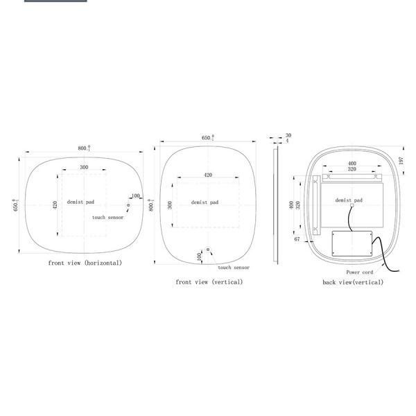 JTP Neon Rectangular LED Bathroom Mirror 650 x 800mm #4