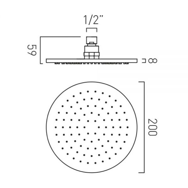 Vado Nebula Chrome 200mm Round Shower Head #2