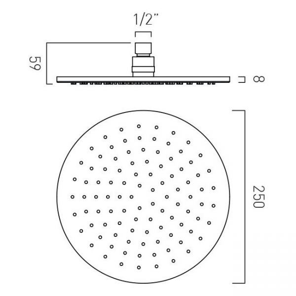 Vado Nebula Chrome 250mm Round Shower Head #2
