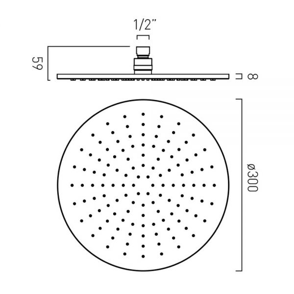 Vado Nebula Chrome 300mm Round Shower Head #2