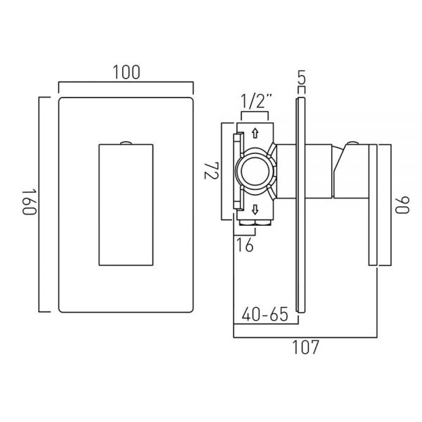 Vado Notion Single Outlet Concealed Manual Shower Valve #2