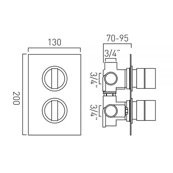 Vado Notion 3 Way Wall Mounted Concealed Valve With Integrated Diverter #2