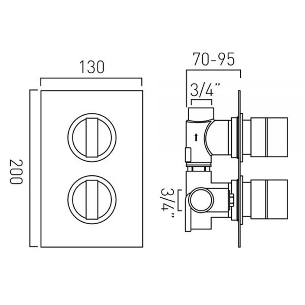 Vado Single Outlet Notion Wall Mounted Concealed Thermostatic Valve #2