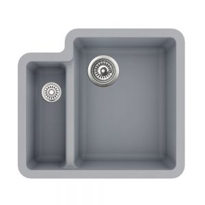 Clearwater Nova 1.5 One and a Half Bowl Undermount Ash Granite Kitchen Sink 557 x 500