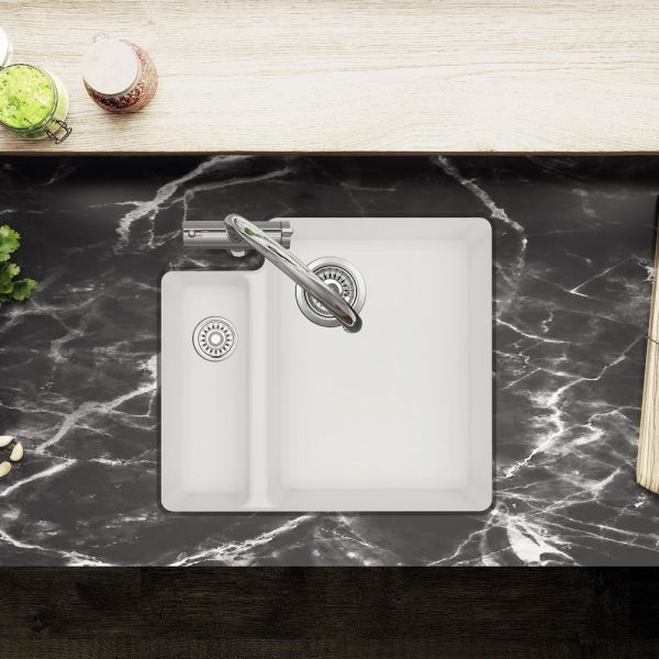 Clearwater Nova 1.5 One and a Half Bowl Undermount Blizzard Granite Kitchen Sink 557 x 500 #3