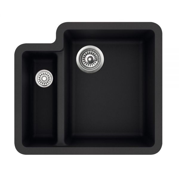 Clearwater Nova 1.5 One and a Half Bowl Undermount Jet Granite Kitchen Sink 557 x 500