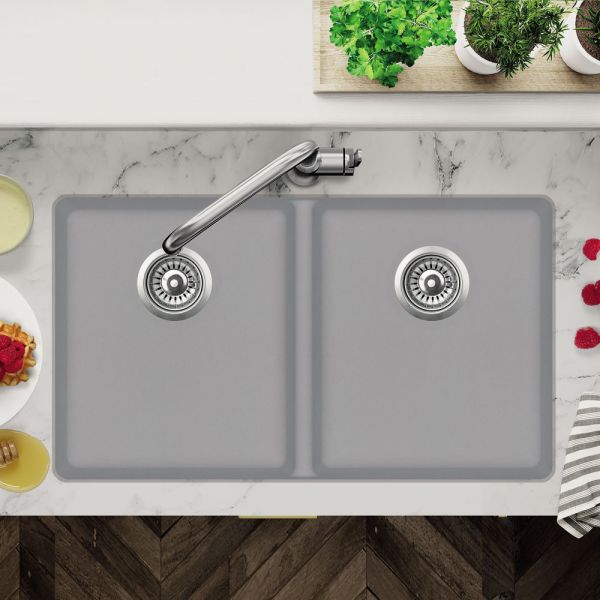 Clearwater Nova 2 Two Bowl Undermount Ash Granite Kitchen Sink 810 x 480 #3