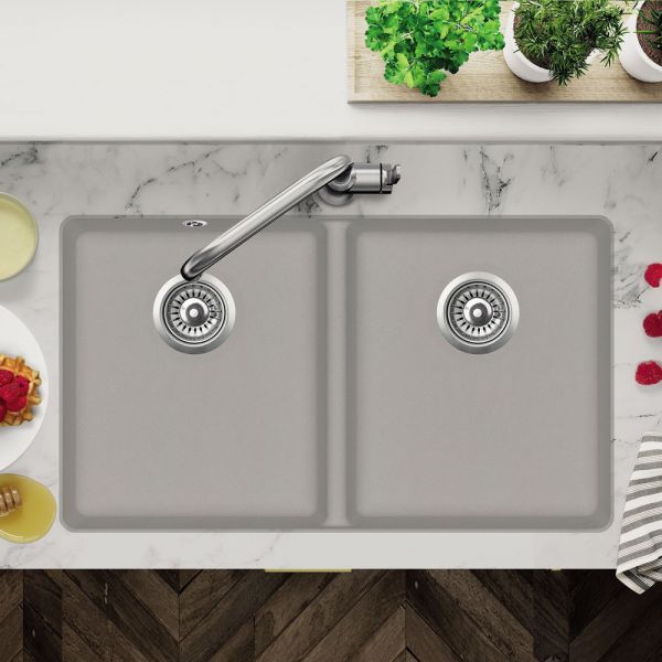 Clearwater Nova 2 Two Bowl Undermount Fossil Granite Kitchen Sink 810 x 480 #3