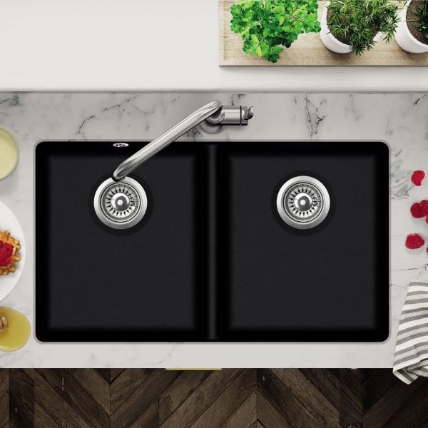 Clearwater Nova 2 Two Bowl Undermount Jet Granite Kitchen Sink 810 x 480 #3