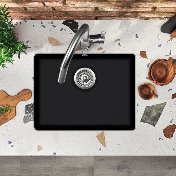 Clearwater Nova 1 One Bowl Undermount Jet Granite Kitchen Sink 585 x 460 #3