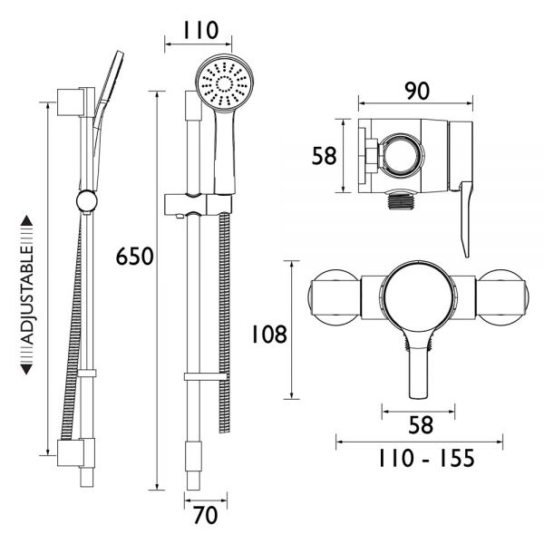 Bristan Onza Chrome Thermostatic Exposed Shower Valve with Riser Kit #8
