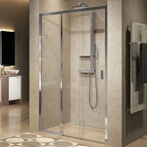 Novellini Lunes 2.0 3PH Chrome Left Hand 1200+ Three Panel Sliding Shower Door